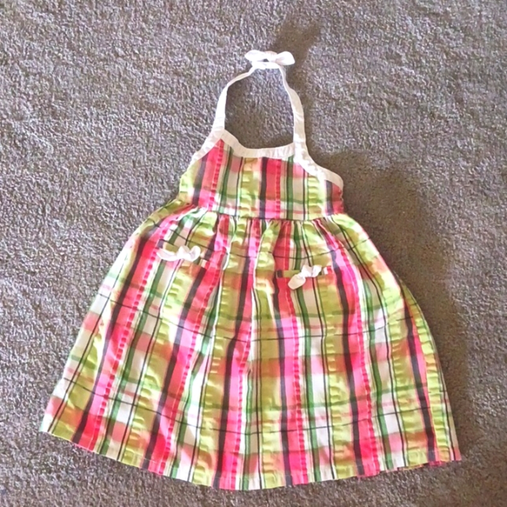 Girls Dress, Gymboree, 4T, Green, Pink, White Plaid